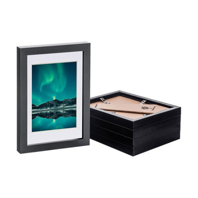 "Nicola Spring Photo Frames With 4"" X 6"" Mount - A5 (6"" X 8"") - Black/white - Pack Of 5" - image 1