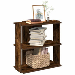 Berkfield Elegant Bookcase 3-Tier Smoked Oak 60X30X60 Cm Engineered Wood - thumbnail 2