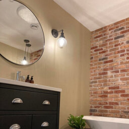 Industville Brooklyn Outdoor & Bathroom Wall Light, Pewter Holder, Pewter Ring, Globe Glass - thumbnail 4