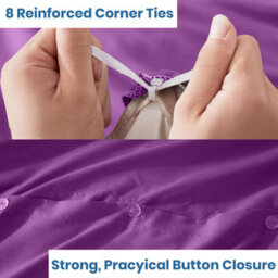 Bedlooms Purple Cotton Duvet Cover Set, Breathable & Anti-Allergic Bedding Pack, Super King 260X220Cm - thumbnail 3