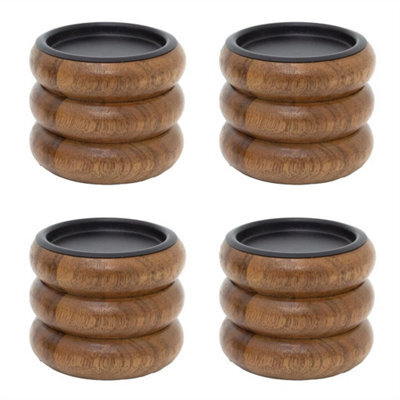 Set Of Walnut Pillar Candle Holders Wooden Candlesticks For Pillar Candles 8Cm Pack Of 4 - image 1