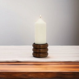 Set Of Walnut Pillar Candle Holders  Wooden Candlesticks For Pillar Candles 8Cm Pack Of 4 - thumbnail 4
