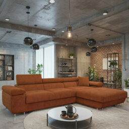 Torezio Mini Corner Sofa Bed Has Adjustable Headrests And Storage Box Freestanding Upholstered Back 280X170Cm Orange Right
