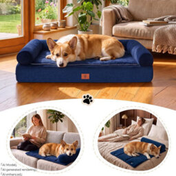 Luckracer Medium Dog Bed Sofa Washable Orthopedic Dog Beds Green 75X50X15Cm - thumbnail 3