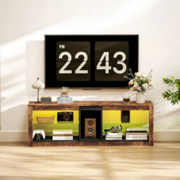 Tv Stand, Entertainment Centre With Led Lights, Rustic Brown - thumbnail 5