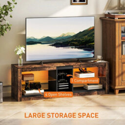 Tv Stand, Entertainment Centre With Led Lights, Rustic Brown - thumbnail 6