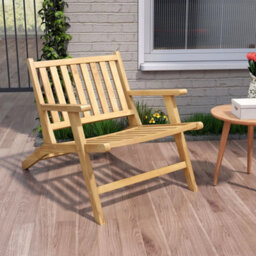 Teak Wood Reclining Chair Natural Mid Century Accent Armchair - thumbnail 6
