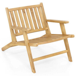 Teak Wood Reclining Chair Natural Mid Century Accent Armchair - thumbnail 3