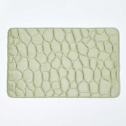 Homescapes Memory Foam Pebble Design Sage Green Bath Mat - thumbnail 1
