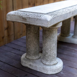 Large Stone Ornate Garden Bench Seat - thumbnail 2