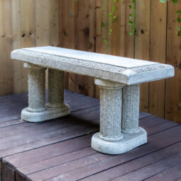 Large Stone Ornate Garden Bench Seat - thumbnail 3