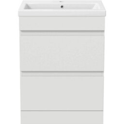 Affine 600mm Bathroom Vanity Unit Basin Storage 2 Drawer Cabinet Furniture White Gloss - thumbnail 7