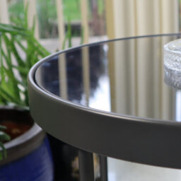 Aspect Furniture Fino Mirrored Round Side/end Table/lamp Table,anthracite/grey Mirror - thumbnail 3