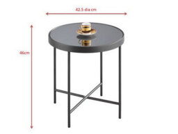 Aspect Furniture Fino Mirrored Round Side/end Table/lamp Table,anthracite/grey Mirror - thumbnail 5