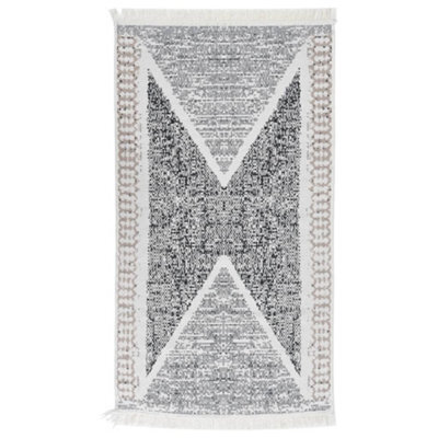 Berkfield Rug Black And Grey 120X180 Cm Cotton