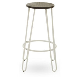 Orsina Sturdy White Finish Metal Bar Stool, Hairpin Stool For Kitchen Counter, Versatile Breakfast Stool For Home - thumbnail 1