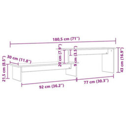 Berkfield Tv Cabinet Black Oak 180 X 30 X 43 Cm Engineered Wood - thumbnail 9