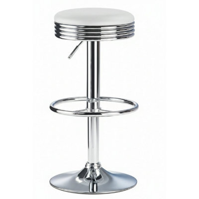 Chicago Retro American Diner Style Kitchen Breakfast Bar Stool White Seat Height Adjustable - image 1