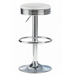 Chicago Retro American Diner Style Kitchen Breakfast Bar Stool White Seat Height Adjustable - thumbnail 1