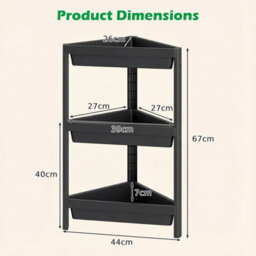 Costway 3-Tier Corner Shower Caddy 2-Pack Bathroom Standing Shelf Drainage Holes-Black - thumbnail 3