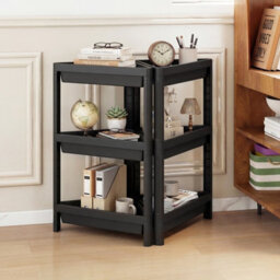 Costway 3-Tier Corner Shower Caddy 2-Pack Bathroom Standing Shelf Drainage Holes-Black - thumbnail 6