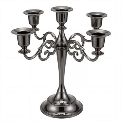 Candle Holder 5 Arm Metal Candelabra Black - image 1