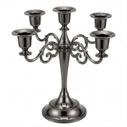 Candle Holder 5 Arm Metal Candelabra Black - thumbnail 1