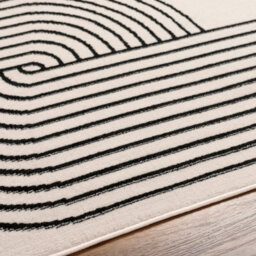 Livabliss Pisa-Modern Off-White Black Graphic Living Dining Bedroom Rug 150 X 213 Cm Easy Care, Non Shedding - thumbnail 3