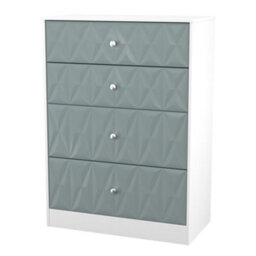 San Jose Ready Assembled Matt Duck Egg Blue & White No Effect 4 Drawer Deep Chest (H)1063mm (W)766mm (D)395mm - thumbnail 1