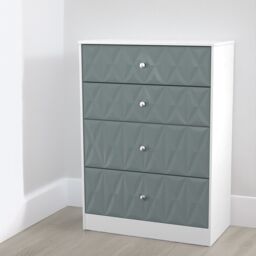 San Jose Ready Assembled Matt Duck Egg Blue & White No Effect 4 Drawer Deep Chest (H)1063mm (W)766mm (D)395mm - thumbnail 3