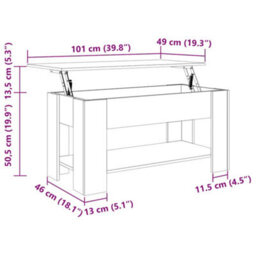 Berkfield Modern Coffee Table Smoked Oak 101X49X52 Cm Engineered Wood - thumbnail 9
