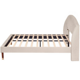 Double Bed-4Ft6(135X190Cm),with Slatted Frame And Headboard, Youth Bed, Wooden Slatted Support, Easy Assembly, Velvet, Beige - thumbnail 3