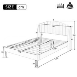 Double Bed-4Ft6(135X190Cm),with Slatted Frame And Headboard, Youth Bed, Wooden Slatted Support, Easy Assembly, Velvet, Beige - thumbnail 2