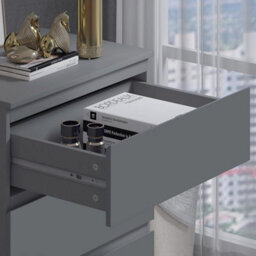 Fwstyle Stora Dark Grey 3 Drawer Chest Of Drawers (H) 77 (W) 60 (D) 40Cm Extra Deep Drawers - thumbnail 4