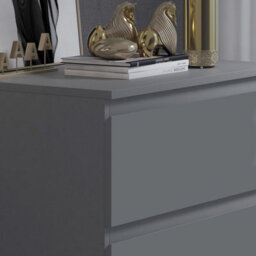 Fwstyle Stora Dark Grey 3 Drawer Chest Of Drawers (H) 77 (W) 60 (D) 40Cm Extra Deep Drawers - thumbnail 2