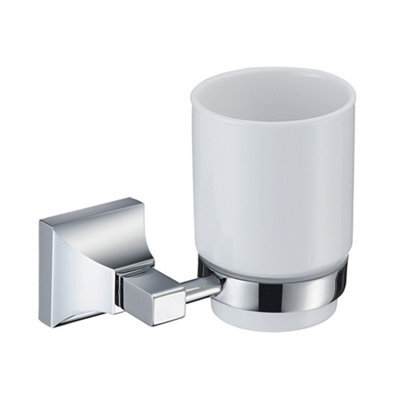 Heritage Lavington Gloss Chrome Effect Ceramic Tumbler & Toothbrush Holder - image 1