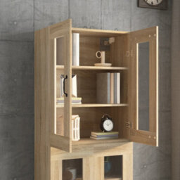 Berkfield Hanging Wall Cabinet Sonoma Oak 69.5X34X90 Cm - thumbnail 9