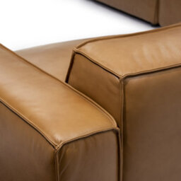 Valencia Nathan Full Aniline Leather Lounge Modular Four Seats Double Chaise Sofa Caramel Brown Color Fsc Pine Wood - thumbnail 5
