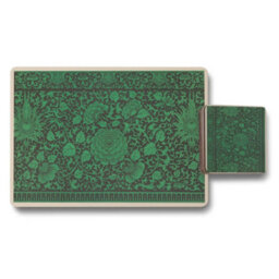Benjamin Tate Design Damask Green Placemat And Coaster Set Twelve Piece Designer Artwork Wood Base Limited Edition Exclusive - thumbnail 1