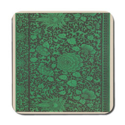 Benjamin Tate Design Damask Green Placemat And Coaster Set Twelve Piece Designer Artwork Wood Base Limited Edition Exclusive - thumbnail 3