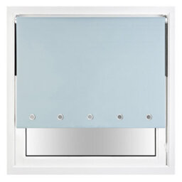 Furnished Thermal Blackout Roller Blinds With Round Eyelets & Metal Fittings - Duck Egg Blue (W)80Cm (L)210Cm