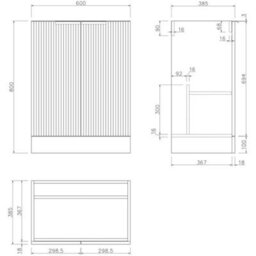 Affine Fluted 600mm Bathroom Vanity Unit Basin Floorstanding Cupboard Soft Close Oak - thumbnail 7