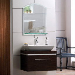 Mood Premium Arch Bathroom Mirror With Shelf, Wall Mounted, Frameless, Bevelled Edges (60Cm X 45Cm) - thumbnail 5