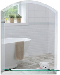 Mood Premium Arch Bathroom Mirror With Shelf, Wall Mounted, Frameless, Bevelled Edges (60Cm X 45Cm) - thumbnail 1