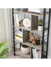 LEDREM Bookshelf, Bookcase, 5 Tiers, Office Shelf, Open Shelf, Large, Metal Structure, Industrial Style - thumbnail 4