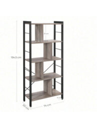 LEDREM Bookshelf, Bookcase, 5 Tiers, Office Shelf, Open Shelf, Large, Metal Structure, Industrial Style - thumbnail 9
