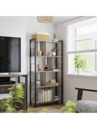 LEDREM Bookshelf, Bookcase, 5 Tiers, Office Shelf, Open Shelf, Large, Metal Structure, Industrial Style - thumbnail 3