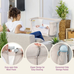 Costway 3-In-1 Baby Bedside Bassinet Crib Height-Adjustable Infant Newborn Cot Bed - thumbnail 7