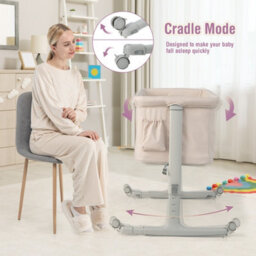 Costway 3-In-1 Baby Bedside Bassinet Crib Height-Adjustable Infant Newborn Cot Bed - thumbnail 4