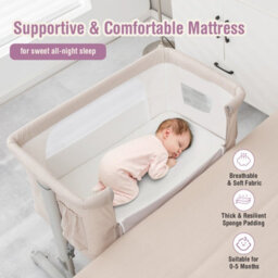 Costway 3-In-1 Baby Bedside Bassinet Crib Height-Adjustable Infant Newborn Cot Bed - thumbnail 6